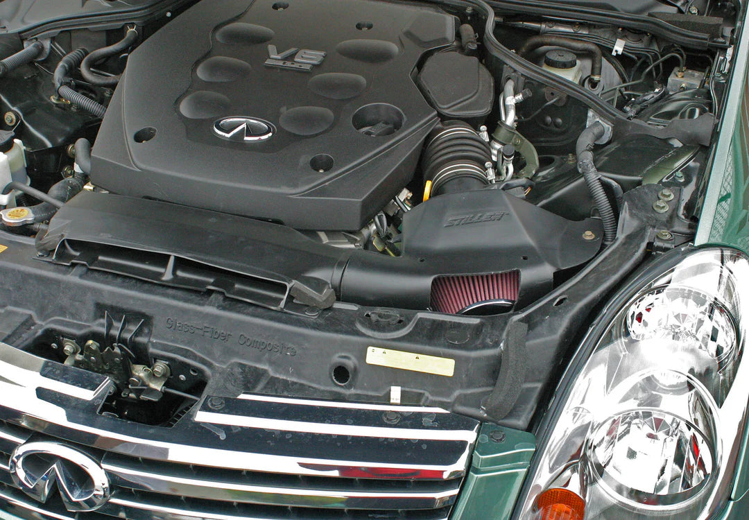 Wide view of Stillen Hi-Flow Cold Air Intake [S50/V35] (Black) for Infiniti G35 Coupe/Sedan 2002-2005 fitted inside a car