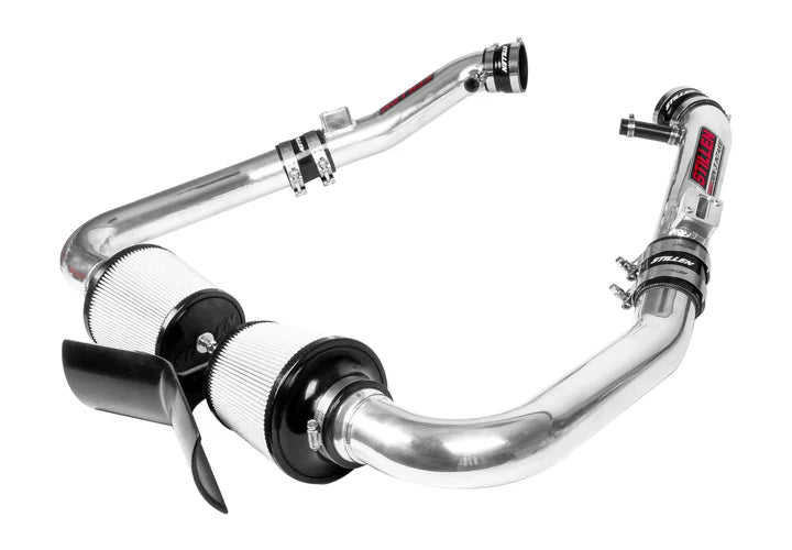 Close-up shot of Stillen Gen 3 [V36] Dual Ultra Long Tube Air Intake Kit - Dry Filter for Infiniti G37 Sedan/Q40 [2009-2015] with white background