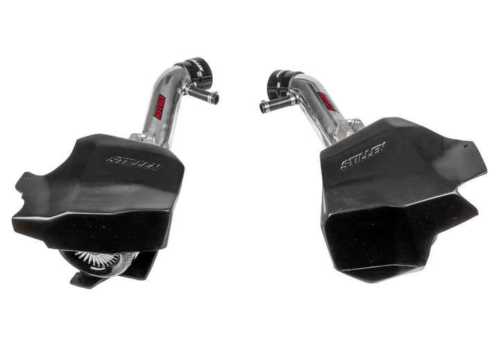 Close up Stillen Dual Long Tube Air Intake (Gen 2) [Z34] - Dry Filter for Nissan 370Z 2009-2020 with white background