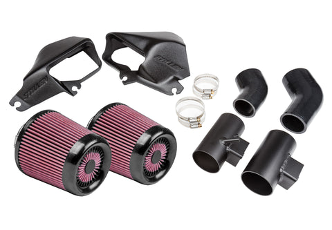 Wide view of Stillen Hi-Flow Air Intake - Oiled Filter for Infiniti Q50 / Q60 3.0t (2016-2018) with white background