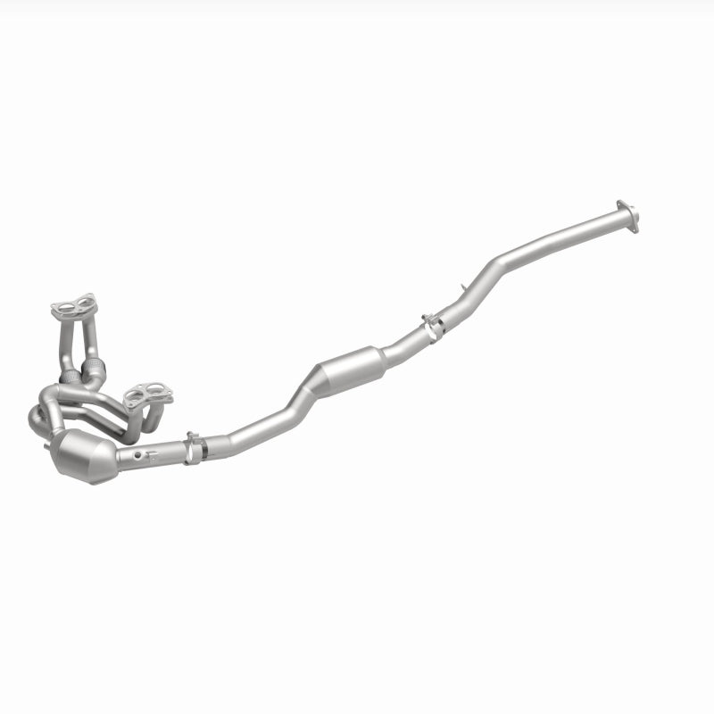 MagnaFlow 23-184 oem grade manifold converter, front three-quarter view of the turntable spin