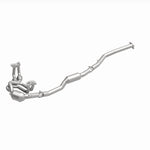 MagnaFlow 23-184 oem grade manifold converter, front three-quarter view of the turntable spin