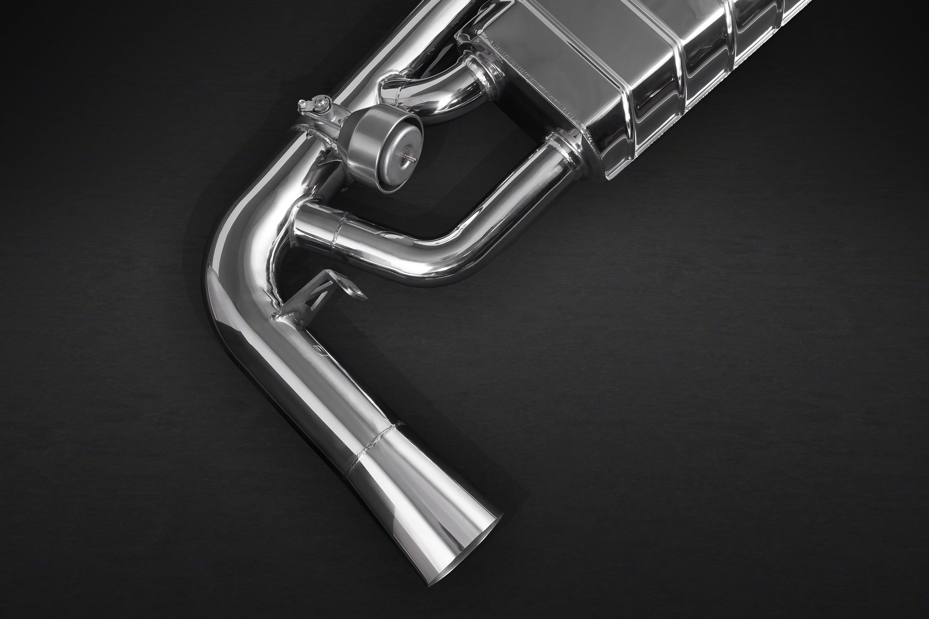 Close-up of Capristo valve unit and polished pipe bend, GLE63
