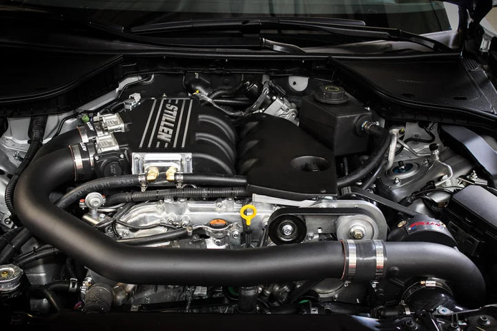 Wide view of Stillen Supercharger - Tuner Kit [Black] for Infiniti G37 Coupe / Infiniti Q60 2008-2014 fitted inside a car