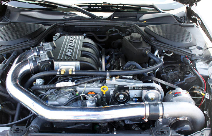 wide view of Stillen Supercharger Tuned System [Satin] for Infiniti Q50 2014-2015 fitted inside a car