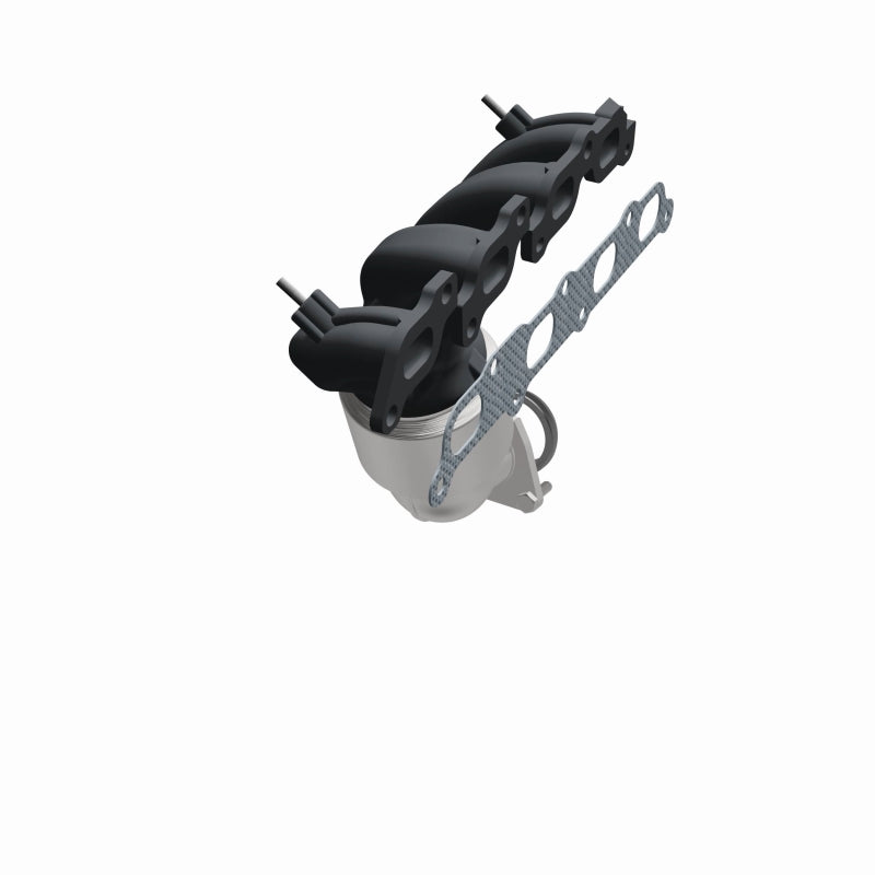 MagnaFlow 4583327 carb manifold converter, opposite front three-quarter view of the turntable spin