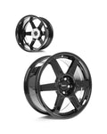 Two black X06 wheels viewed at different angles