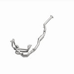 MagnaFlow 23-184 oem grade manifold converter, opposite front three-quarter view of the turntable spin