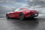 Red Mercedes-AMG GT S from the rear fitted with Capristo valved exhaust