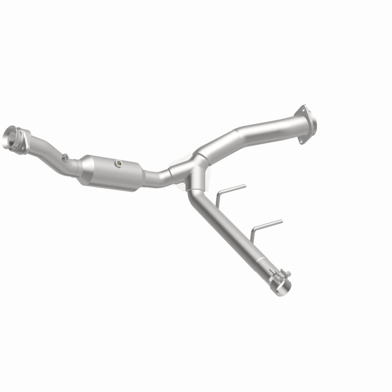 MagnaFlow 5551469 carb direct-fit catalytic converter, front three-quarter view of the turntable spin