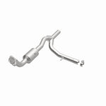 MagnaFlow 21-834 oem grade direct-fit catalytic converter, opposite front three-quarter view of the turntable spin