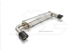 A side wide view of Fi EXHAUST Valvetronic Cat-Back System for BMW G26 420i B48 2019+ muffler with white background