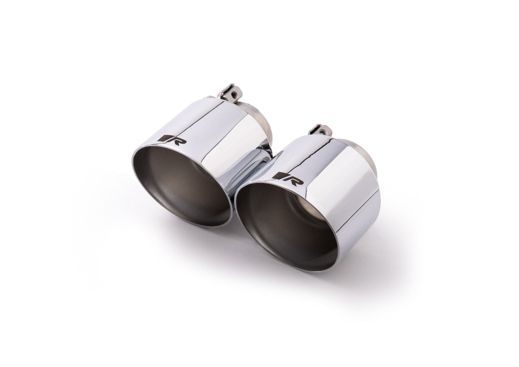 Pair of chrome angled tail pipes, Short Chrome Angled 115mm tip option for the Remus A90 Supra Axle-Back Exhaust GPF