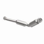 MagnaFlow 551057 carb direct-fit catalytic converter, opposite front three-quarter view of the turntable spin