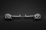 Capristo CLS63 C218 valved exhaust rear view with crossover pipe and black rectangular tip trims