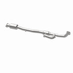 MagnaFlow 5571754 carb direct-fit catalytic converter, opposite rear three-quarter view of the turntable spin