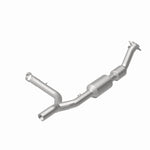 MagnaFlow 280008 oem grade direct-fit catalytic converter, rear view of the turntable spin