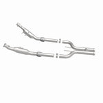 MagnaFlow 21-501 oem grade direct-fit catalytic converter, side view of the turntable spin