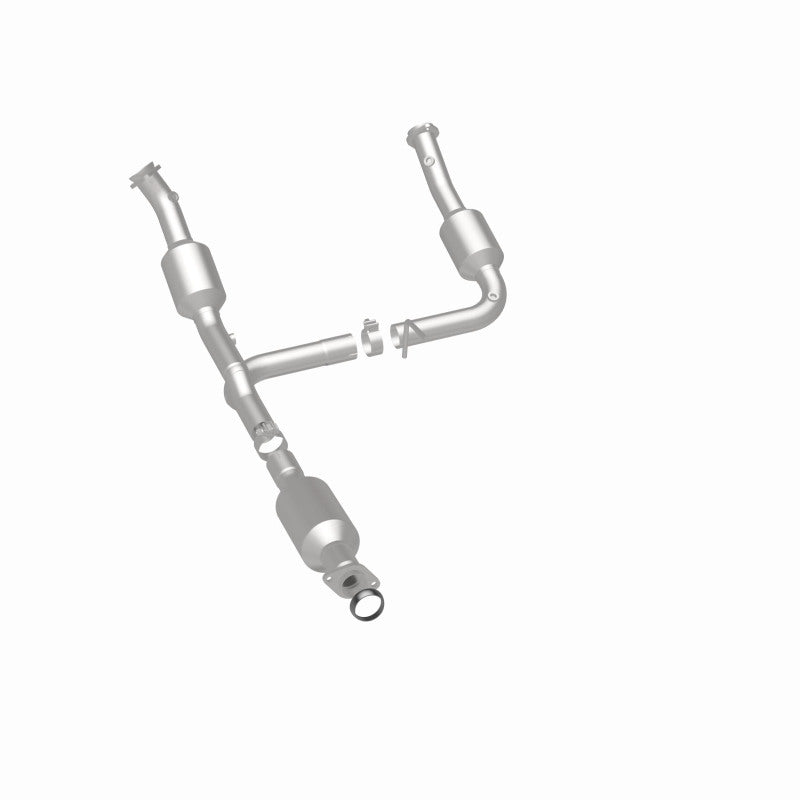 MagnaFlow 5481108 carb direct-fit catalytic converter, rear three-quarter view of the turntable spin