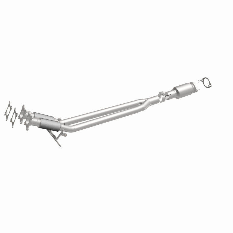MagnaFlow 51360 oem grade direct-fit catalytic converter, front three-quarter view of the turntable spin