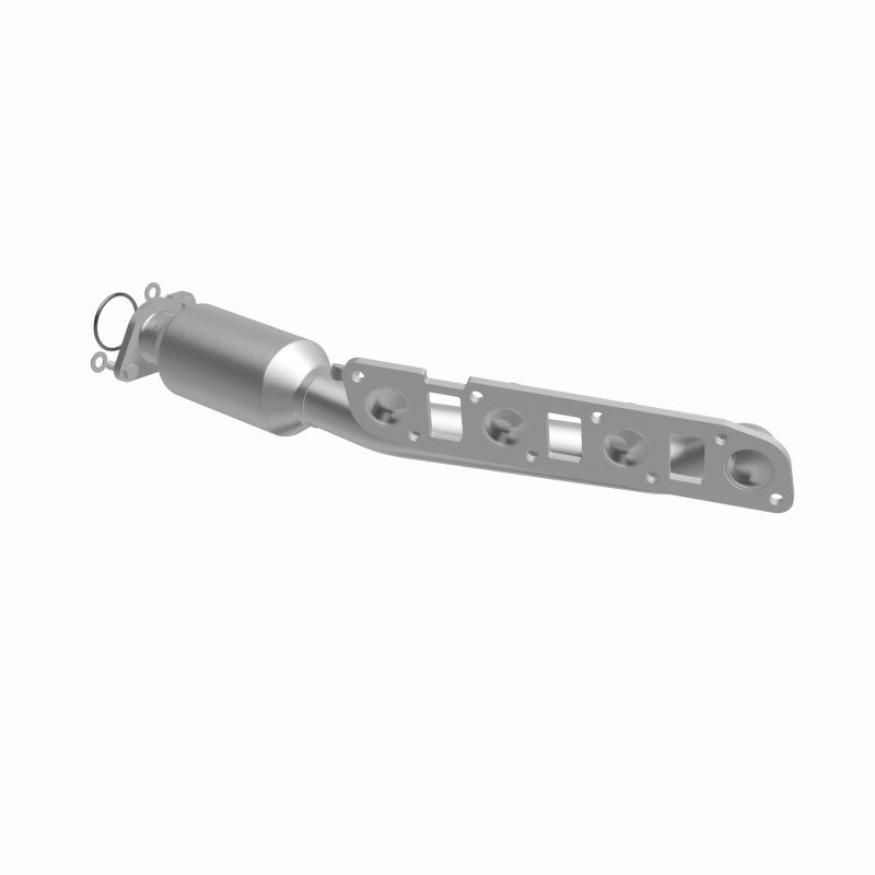 MagnaFlow 22-035 oem grade manifold converter, front three-quarter view of the turntable spin