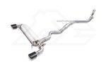 A front view of Fi EXHAUST Valvetronic Cat-Back System for BMW G26 430i Gran Coupe B48 2019+ with white background