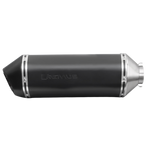 Remus Honda CB500F/X Okami Slip-On Stainless w/ dB Insert, black silencer with stainless end rings, side view