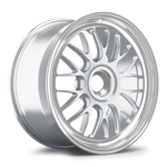 Silver alloy wheel with multi-spoke design and polished lip finish on clean white background - APEX Wheels wheel for 19x9.5 ET48 PSCL - Brushed Clear - Machined Lip