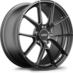 Gunmetal gray forged wheel with Y-spoke design and five bolt pattern, displayed at three-quarter angle showing face and barrel - APEX Wheels wheel for 20x9 ET50 5x130 - Satin Black