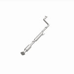 MagnaFlow 5561828 carb direct-fit catalytic converter, opposite front three-quarter view of the turntable spin