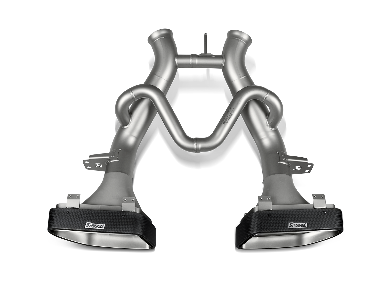 Akrapovic McLaren 650S/650S Spyder Slip-On Line (Titanium) w/ Carbon Tips S-MC/TI/2 for McLaren 650S / 650S Spider P11 2015-2016, top view