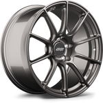 Gunmetal grey alloy wheel with ten-spoke design showing both face and barrel profile on white background - APEX Wheels wheel for 19x9.5 ET28 5x120 - Anthracite