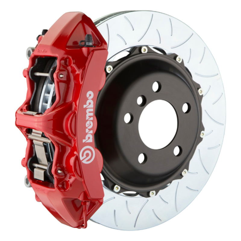 E46 M3 Brembo GT 6-piston front kit, red caliper, Type 3 slotted 2-piece disc