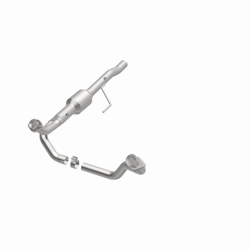 MagnaFlow 4451203 carb direct-fit catalytic converter, opposite front three-quarter view of the turntable spin