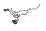A top view of Fi EXHAUST Valvetronic Cat-Back System for BMW G26 M440i Gran Coupe B58 2021+ with white background
