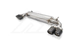 A top view of Fi EXHAUST Valvetronic Cat-Back System for BMW G26 M440i Gran Coupe B58 2021+ muffler with white background