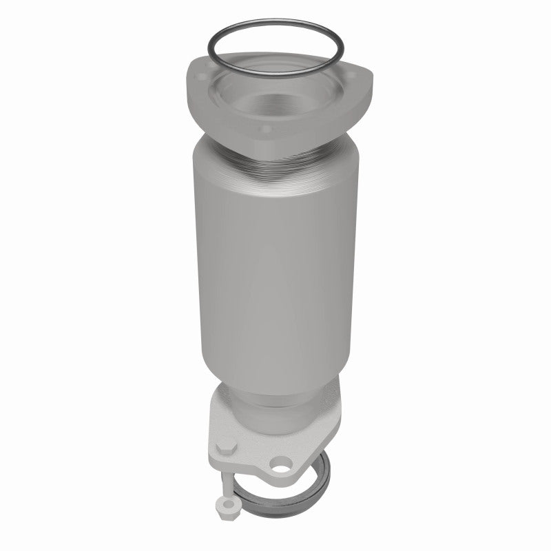 MagnaFlow 5461226 carb direct-fit catalytic converter, rear three-quarter view of the turntable spin