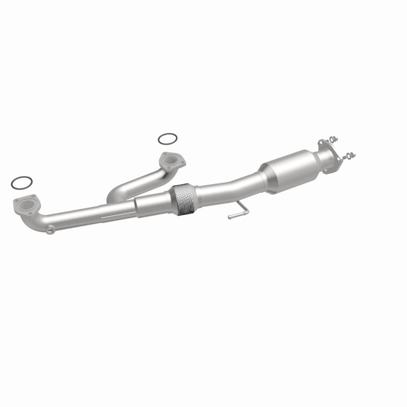 MagnaFlow 5592282 carb direct-fit catalytic converter, front three-quarter view of the turntable spin