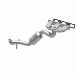 MagnaFlow 5551995 carb manifold converter, opposite rear three-quarter view of the turntable spin