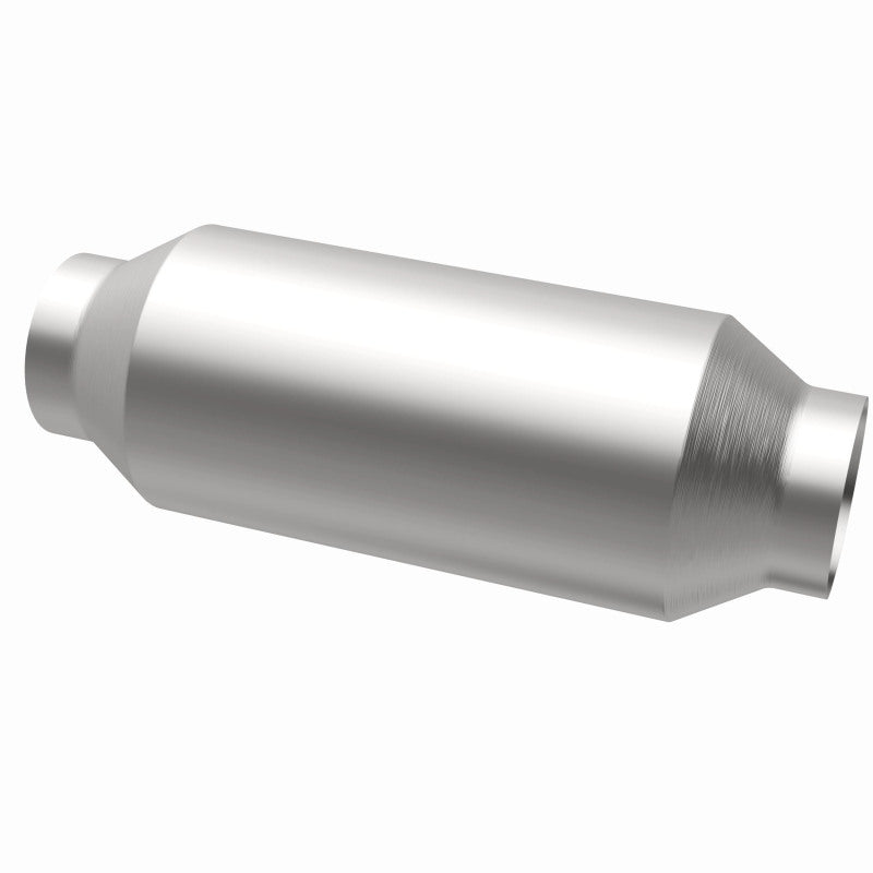 MagnaFlow 5582405 universal catalytic converter, opposite rear three-quarter view of the turntable spin