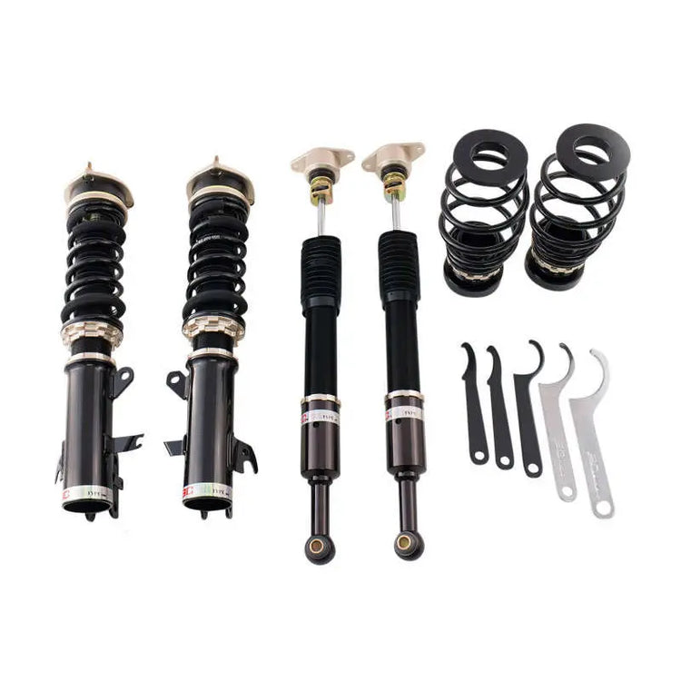A front view of BC Racing BR Series Coilovers (MK6) for Ford Fiesta S 2011-2019 with white background