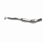 MagnaFlow 4551722 carb direct-fit catalytic converter, opposite rear three-quarter view of the turntable spin
