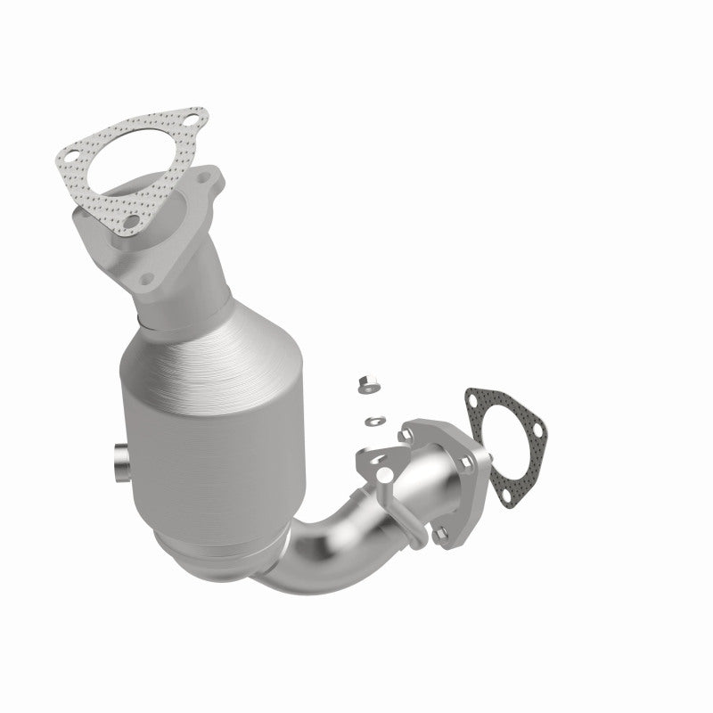 MagnaFlow 21-812 oem grade direct-fit catalytic converter, front three-quarter view of the turntable spin