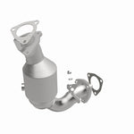 MagnaFlow 21-812 oem grade direct-fit catalytic converter, front three-quarter view of the turntable spin
