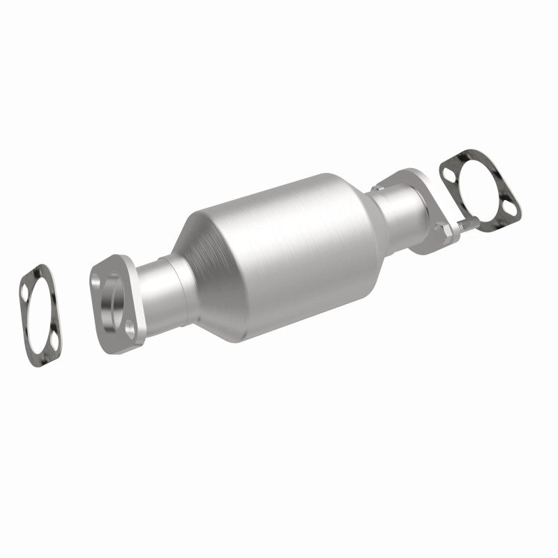 MagnaFlow 52874 oem grade direct-fit catalytic converter, front three-quarter view of the turntable spin