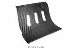 Carbon fiber curved shield component with three oval cutouts and diagonal weave pattern finish - Eventuri intake for Audi B9 RS5