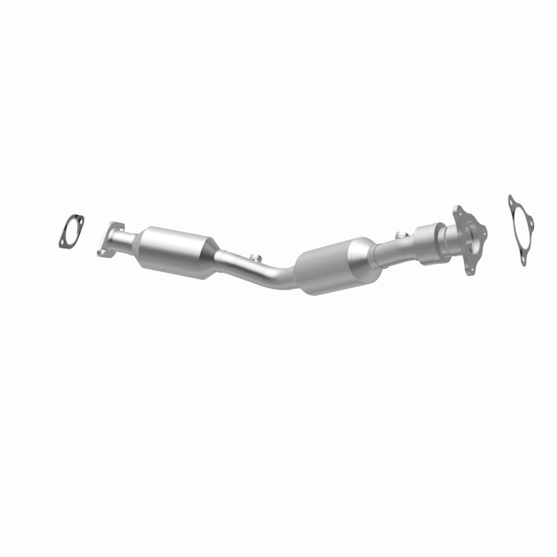 MagnaFlow 551958 carb direct-fit catalytic converter, opposite rear three-quarter view of the turntable spin