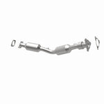 MagnaFlow 551958 carb direct-fit catalytic converter, opposite rear three-quarter view of the turntable spin