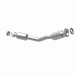 MagnaFlow 5411327 carb direct-fit catalytic converter, opposite rear three-quarter view of the turntable spin