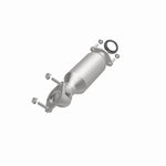 MagnaFlow 5451617 carb direct-fit catalytic converter, opposite front three-quarter view of the turntable spin